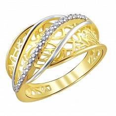 Кольцо из желтого золота c фианитом 01К1310460