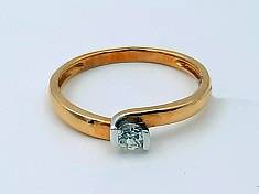 Кольцо с 1 бриллиантом из желтого золота КИ05-04
