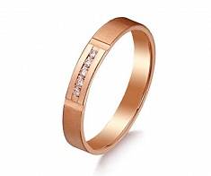 Обручальное кольцо из красного золота матовое с 5 бриллиантами 30-01-1-10-322МБР5