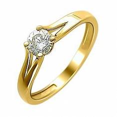 Кольцо из желтого золота c бриллиантом 01К644415
