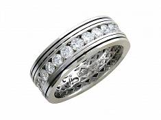 Обручальные кольца крутящиеся из белого золота c бриллиантом и эмалью 01О670186Э