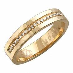 Обручальные кольца из трубы из красного золота c бриллиантом 01О610229