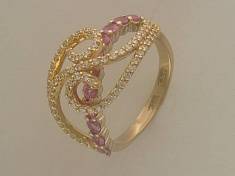 Кольцо из комбинированного золота c бриллиантом и сапфиром 01К683204