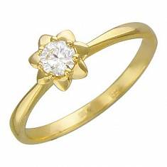 Кольцо из желтого золота c бриллиантом 01К636719