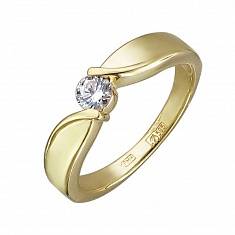 Кольцо из желтого золота c фианитом 01К134365