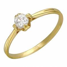 Кольцо из желтого золота c бриллиантом 01К636784