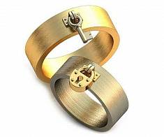 Обручальные кольца плоские  ключ-замок В-4-214