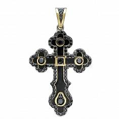 Крест из комбинированного золота c бриллиантом и эмалью 01Р680987Э-2