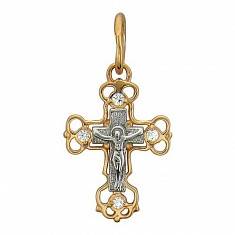 Крест из комбинированного золота c фианитом 01Р160635