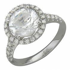 Кольцо из белого золота c бриллиантом и сапфиром 01К627547