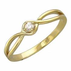 Кольцо из желтого золота c бриллиантом 01К636729