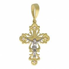 Крест из комбинированного золота c бриллиантом 01Р680610
