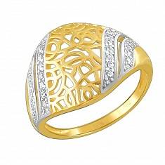 Кольцо из желтого золота c фианитом 01К1310093