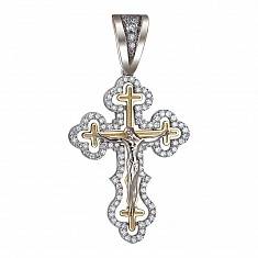 Крест из комбинированного золота c бриллиантом 01Р660929