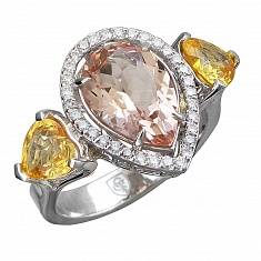 Кольцо из белого золота c бриллиантом и сапфиром 01К6212975-1