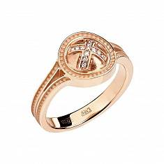 Кольцо из красного золота c бриллиантом 01К618743