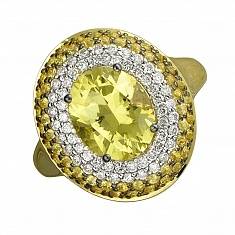 Кольцо из желтого золота c бриллиантом и сапфиром 01К6313049-3