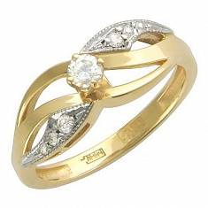 Кольцо из желтого золота c бриллиантом 01К645052