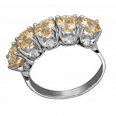 Кольцо из белого золота c бриллиантом и топазом 01К627995-12