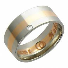 Обручальные кольца из трубы из комбинированного золота c бриллиантом 01О660081