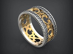 Обручальное кольцо оригинальное ажурное с бриллиантами 207678