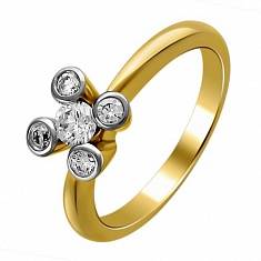 Кольцо из комбинированного золота c бриллиантом 32К660445