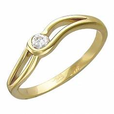 Кольцо из желтого золота c бриллиантом 01К636731