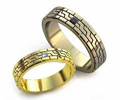 Обручальные кольца оригинальные с бриллиантом или сапфиром В-4-288