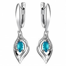 Серьги из серебра c фианитом и кварцом С19С25080-1