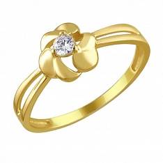 Кольцо из желтого золота c фианитом 01К1310514