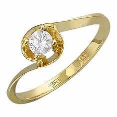Кольцо из желтого золота c бриллиантом 01К636775