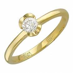 Кольцо из желтого золота c бриллиантом 01К636738