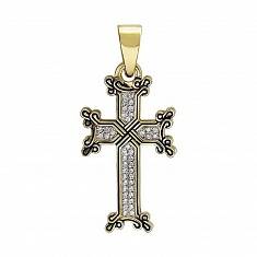 Крест из желтого золота c бриллиантом 01Р640923
