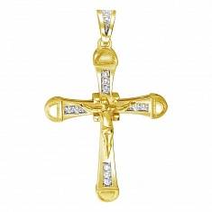 Крест из желтого золота c бриллиантом 01Р630916