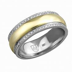 Обручальные кольца прочие из комбинированного золота c бриллиантом 01О660461Ж
