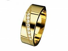 Плоское гладкое кольцо обручальное ширина 6 мм с бриллиантами И-2606555
