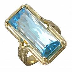 Кольцо из желтого золота c бриллиантом и топазом 01К646854-2