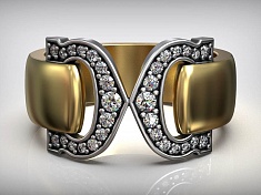 Роскошное обручальное кольцо с бриллиантами "Две подковы" 3554410