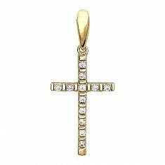 Крест из желтого золота c фианитом 01Р130692