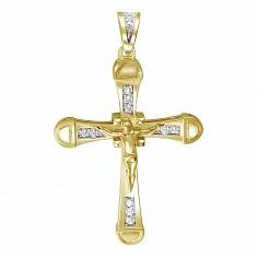 Крест из комбинированного золота c бриллиантом 01Р680916