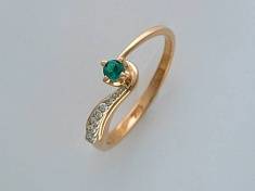 Кольцо из комбинированного золота c бриллиантом и сапфиром 01К663718