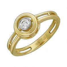 Кольцо из желтого золота c бриллиантом 01К637581
