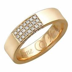 Обручальные кольца из трубы из красного золота c бриллиантом 01О610074