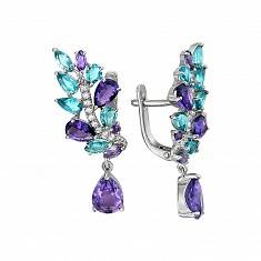 Серьги из серебра c аметистом и фианитом Т19С354151М5