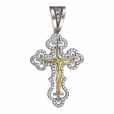 Крест из комбинированного золота c бриллиантом 01Р680929