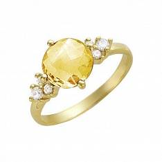 Кольцо из желтого золота c фианитом и цитрином 01К335072-7
