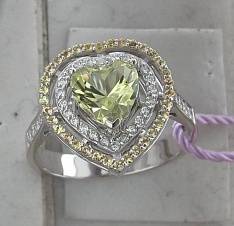 Кольцо из белого золота c бриллиантом и сапфиром 01К6212974-3
