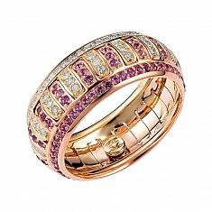 Обручальные кольца прочие из комбинированного золота c бриллиантом и аметистом 01О660313ХАБ1