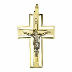 Крест из комбинированного золота c бриллиантом 01Р680663
