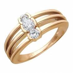 Кольцо из красного золота c бриллиантом 01К615529